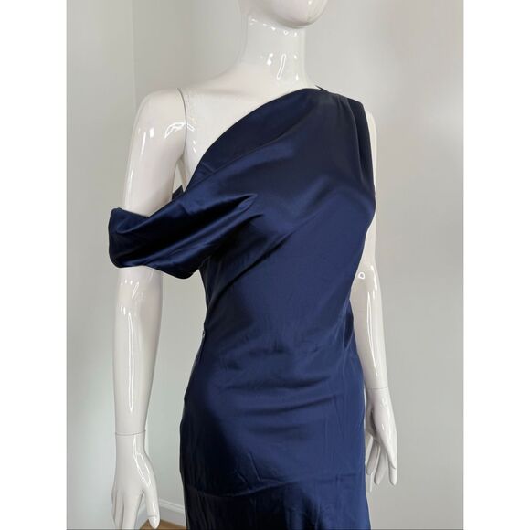 Nicholas the Label Womens Eartha Off The Shoulder Satin Gown Midnight Size 8 - Picture 4 of 12
